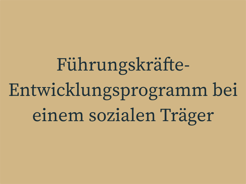 Führungskräfte-Entwicklungs-Programm bei einem sozialen Träger