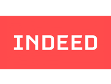 Das Wort 'INDEED' in weißen Buchstaben auf rotem Hintergrund.
