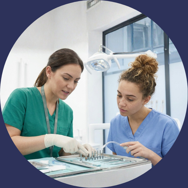 Dental professionals working together in a practice