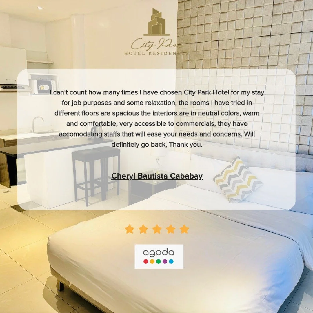 We&rsquo;re grateful for every guest who shared their experience with us ⭐️
Thank you for the kind reviews&mdash;see you again at City Park Hotel 🌆✨

#CityParkHotel #TaguigStaycation #NearBGC #AffordableHotel #GuestReviews🌟 

📍 Bayani Road, Wester