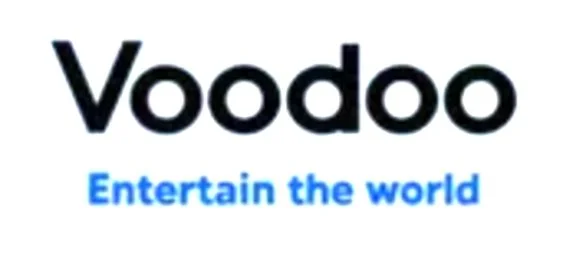 Logo de Voodoo avec la devise 'Entertain the world' en dessous.