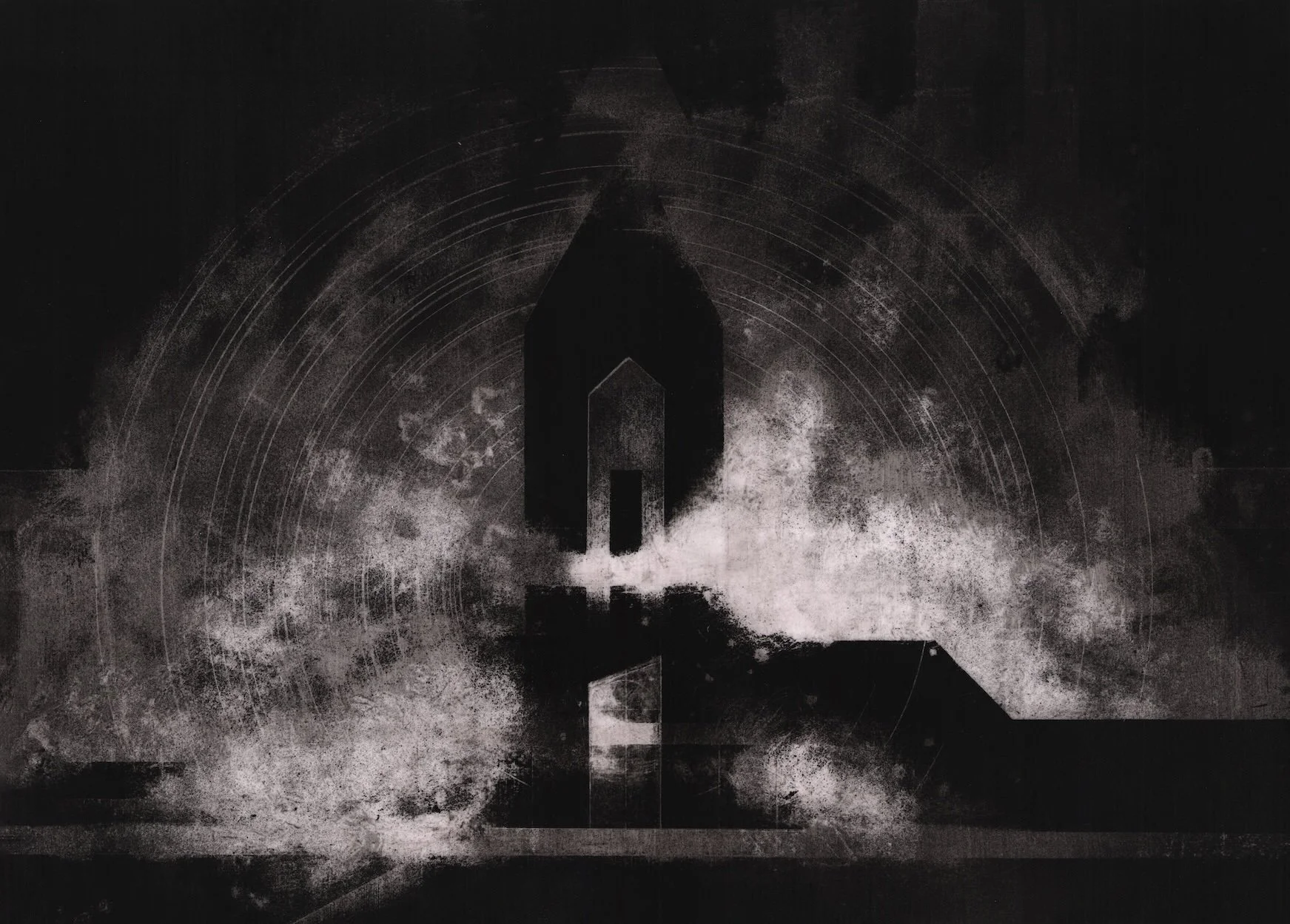 FORGE, scratchboard drawing, acrylic, 70x50cm, 2019/2024