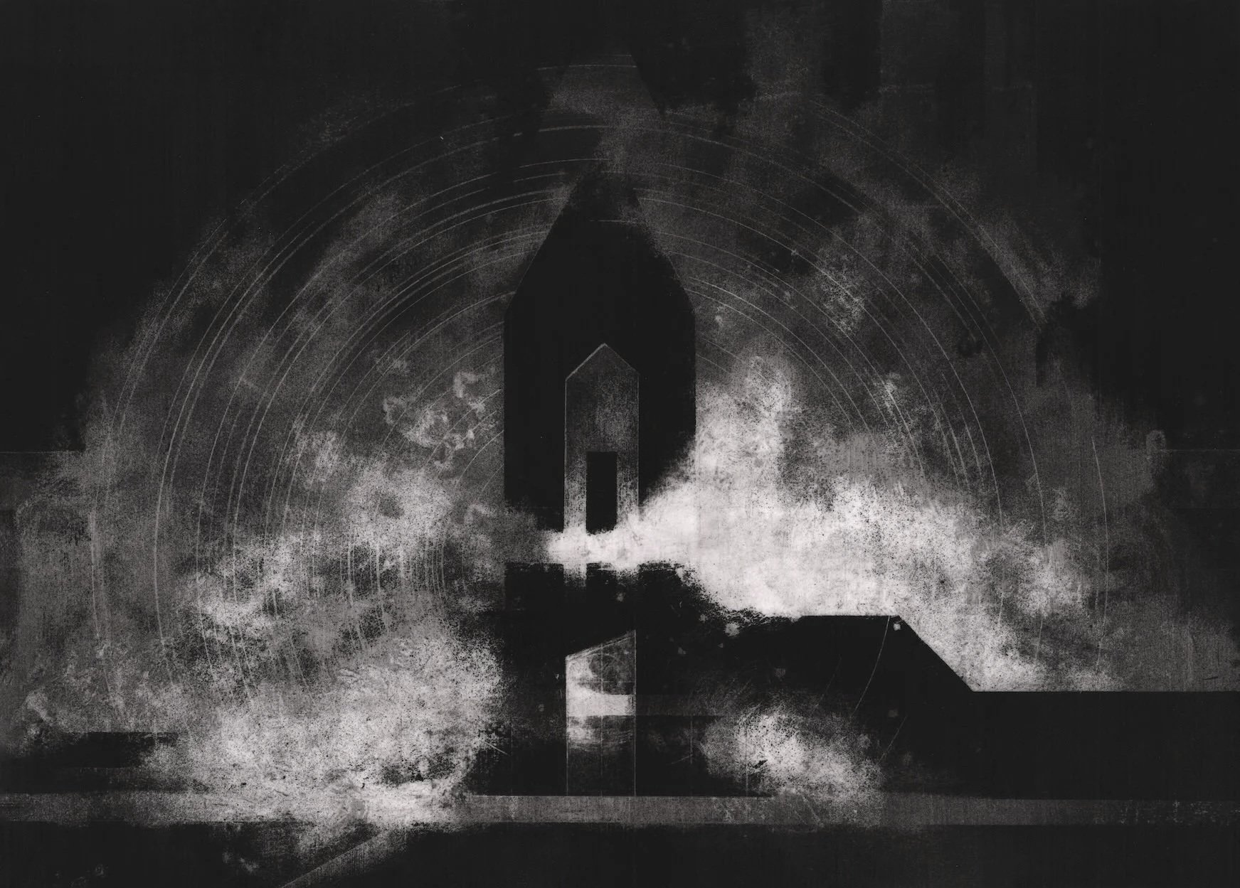 FORGE, scratchboard drawing, acrylic, 70x50cm, 2019/2024