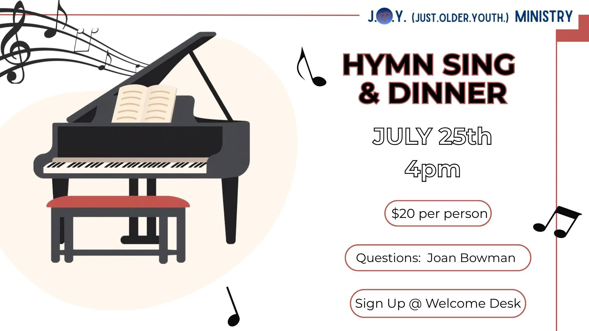 J.O.Y. Hymn Sing & Dinner