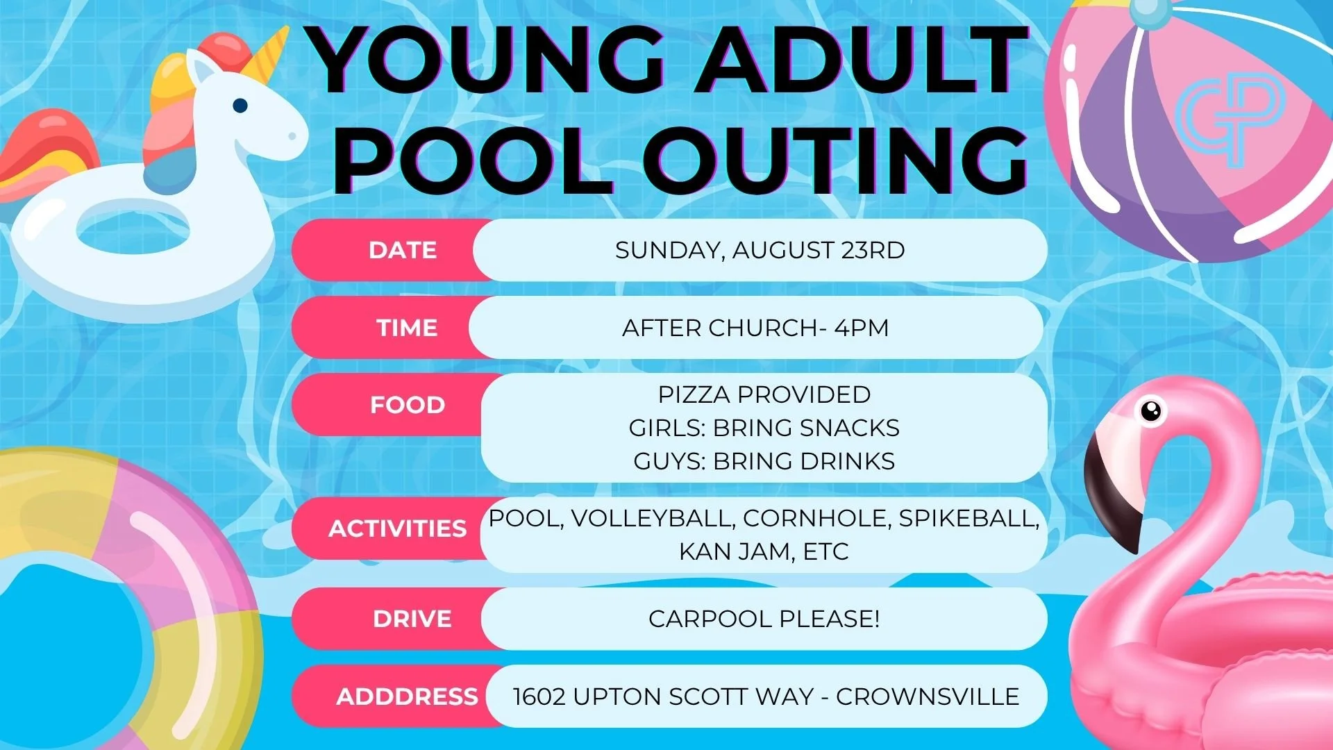 Young Adult Pool Outing