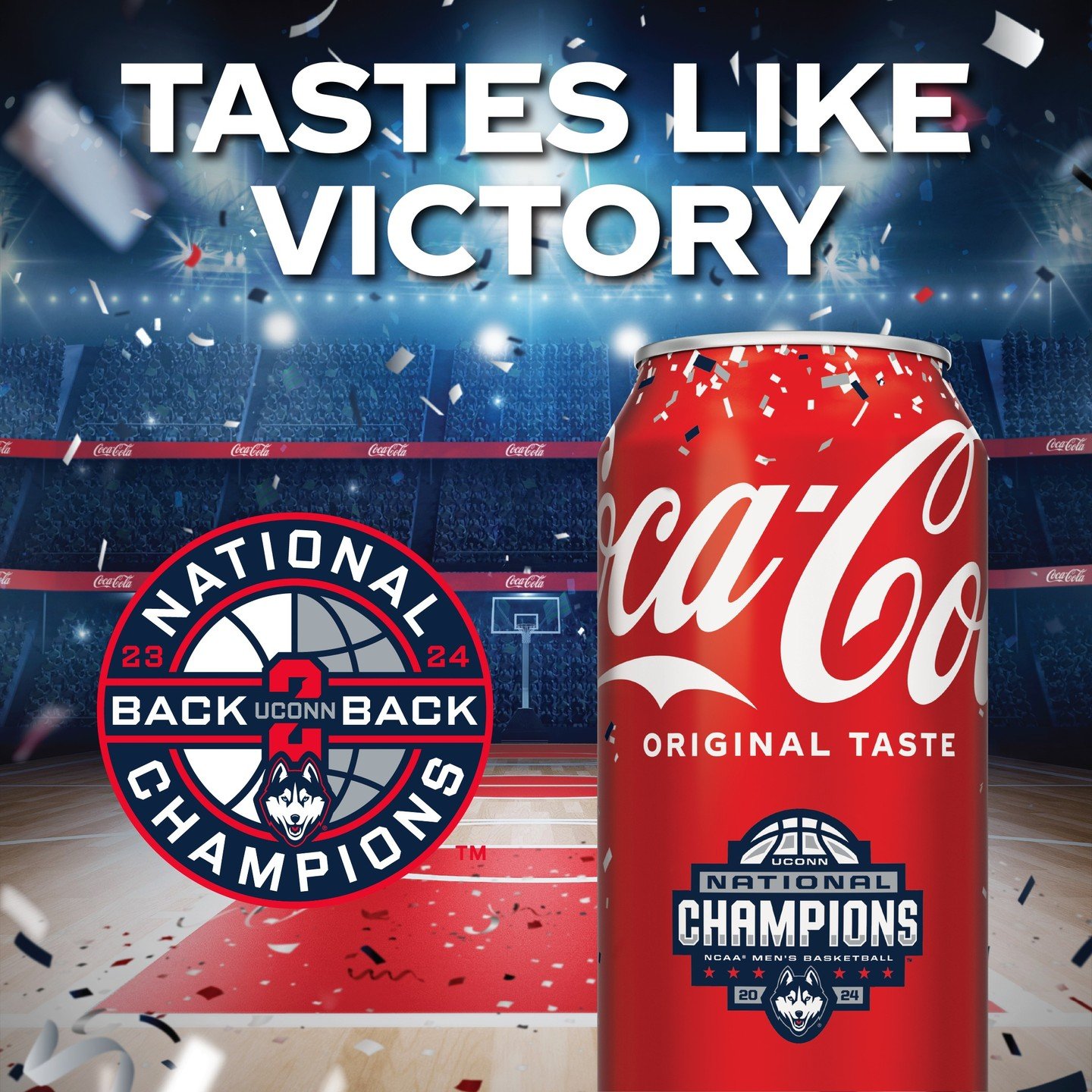 Congratulations to @uconnmbb on the back to back NCAA Men&rsquo;s National Championship wins! Coca-Cola is proud to be a partner of the UConn Huskies.