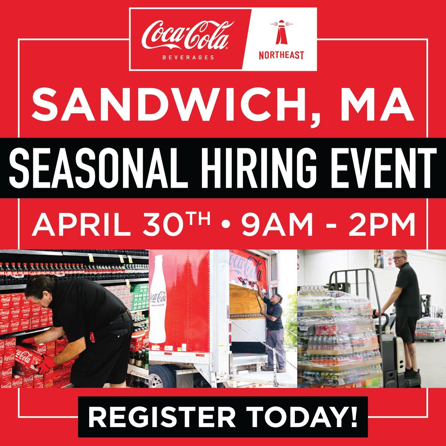 Looking for a fun summer job? Join us for a hiring event at our facility in Sandwich, MA on Tuesday, April 30th from 9am-2pm. We are hiring seasonal Order Builders as well as seasonal Merchandisers &amp; Delivery Merchandisers for the areas in and ar