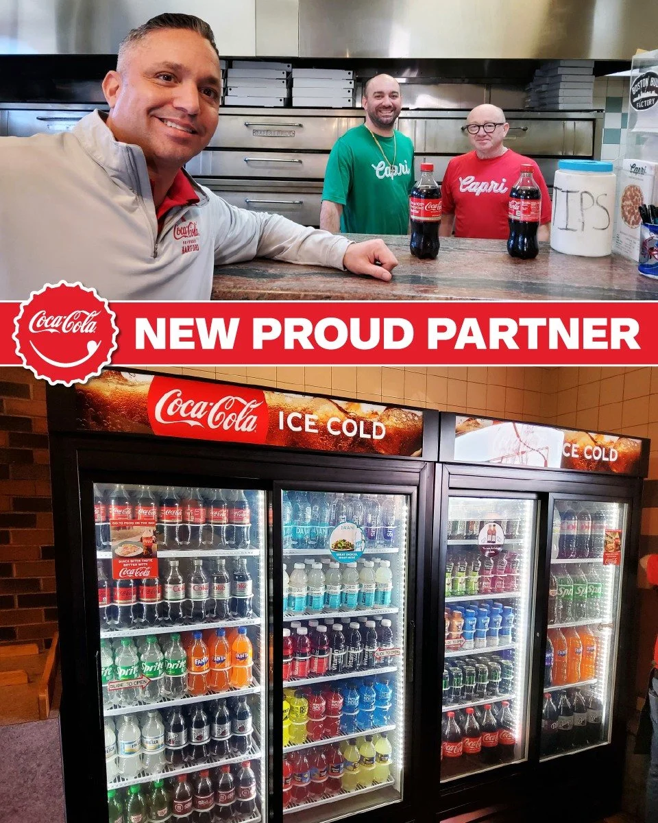 New Proud Partner!! Capri Pizza Shop of Holyoke, MA is now proudly serving Coca-Cola products. We are excited for our partnership and to welcome them to the Coke Northeast customer family!

Capri Pizza Shop
18 Cabot St., Holyoke, MA 01040
@capripizza