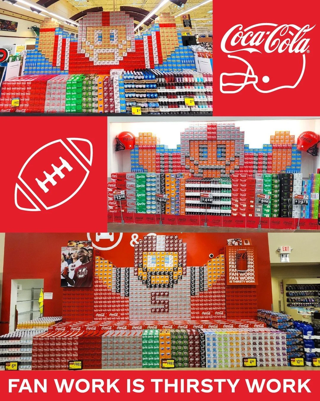 Fan work is thirsty work 🏈 Stock up on your favorite Coca-Cola products for all your football festivities!

Display #1: Price Chopper in Shrewsbury, MA by Neil McGuire
Display #2: Walmart in Palmyra, ME by Anthony Mooar
Display #3: Shaw&rsquo;s in M