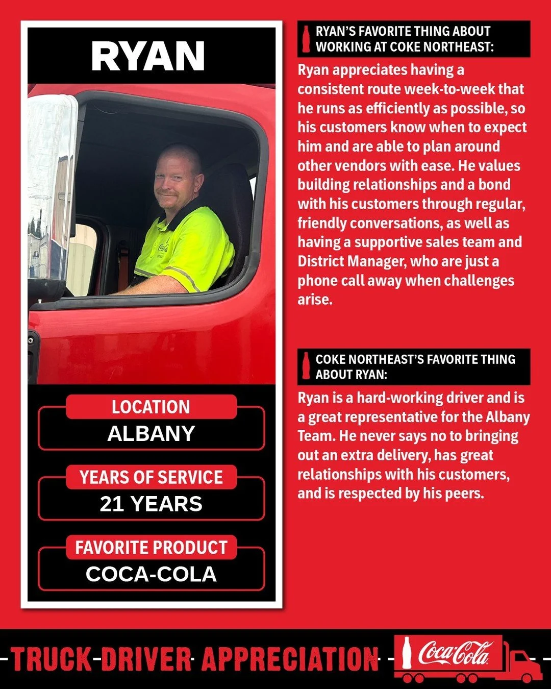 Truck Driver Appreciation Week - Employee Feature #4: Ryan

#NationalTruckDriverAppreciationWeek #CokeNortheast