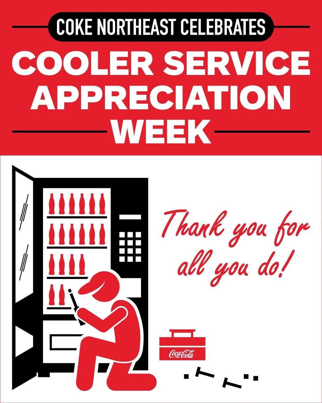 It&rsquo;s Cooler Service Appreciation Week at Coke Northeast! Thank you to all our Cooler Technicians, Movers, Installers, and all supporting team members for all they do. We greatly appreciate their dedication and hard work that keeps our coolers a