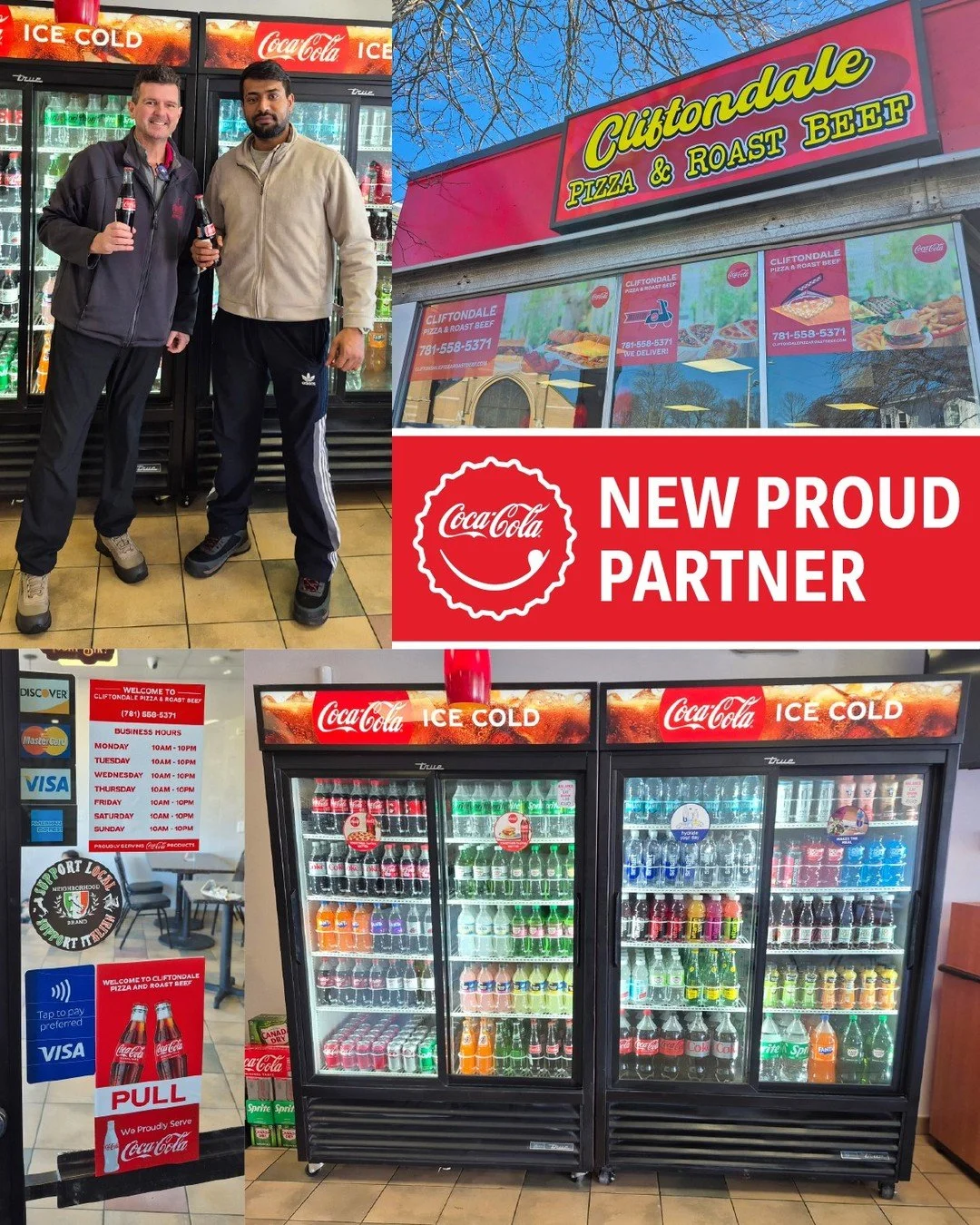 New Proud Partner!! Cliftondale Pizza &amp; Roast Beef in Saugus, MA is now proudly serving Coca-Cola products. We are excited for our partnership and welcome them to the Coke Northeast customer family.

Cliftondale Pizza &amp; Roast Beef
508 Lincoln