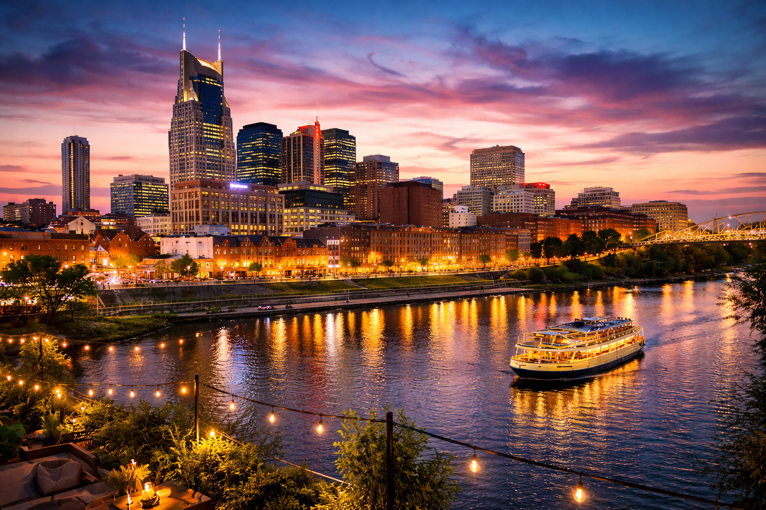 Nashville, Tennessee skyline representing Charlie Grey Events' headquarters and corporate event planning services.
