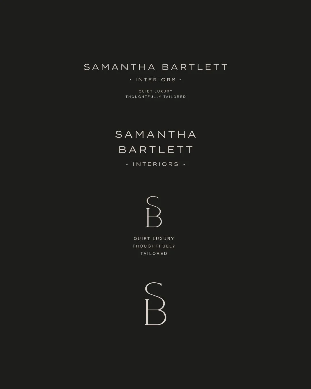 Minimal monochrome brand identity for Samantha Bartlett Interiors luxury interior design studio
