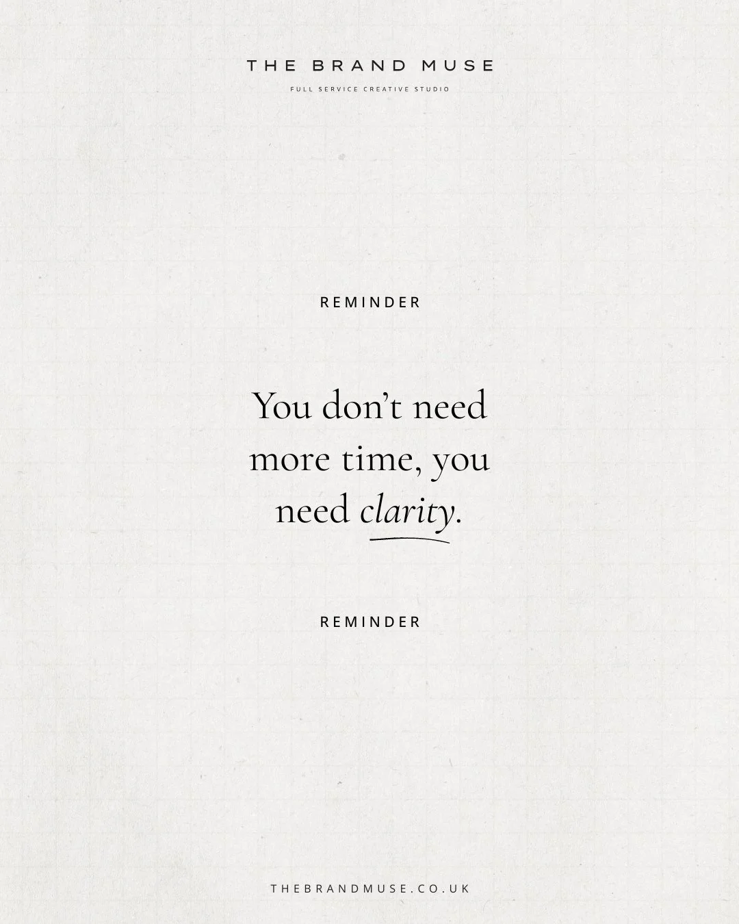 &ldquo;You don&rsquo;t need more time. You need clarity.&rdquo;⁠
⁠
If you&rsquo;ve ever felt stuck in your business, unsure what to prioritise, second-guessing your visuals, or endlessly tweaking your logo, it&rsquo;s rarely about time. It&rsquo;s ab