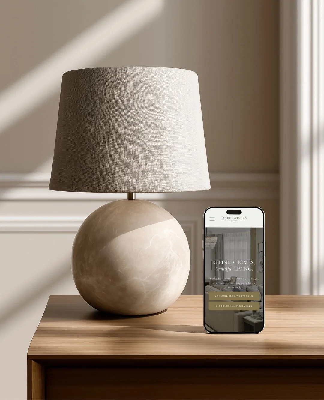 Part 3/3&hellip; Following the brand refinement, the next stage was bringing the digital experience to life. We designed and built two websites to support the different sides of the business; @rachelwinhaminteriordesign on Squarespace and Rachel Winh