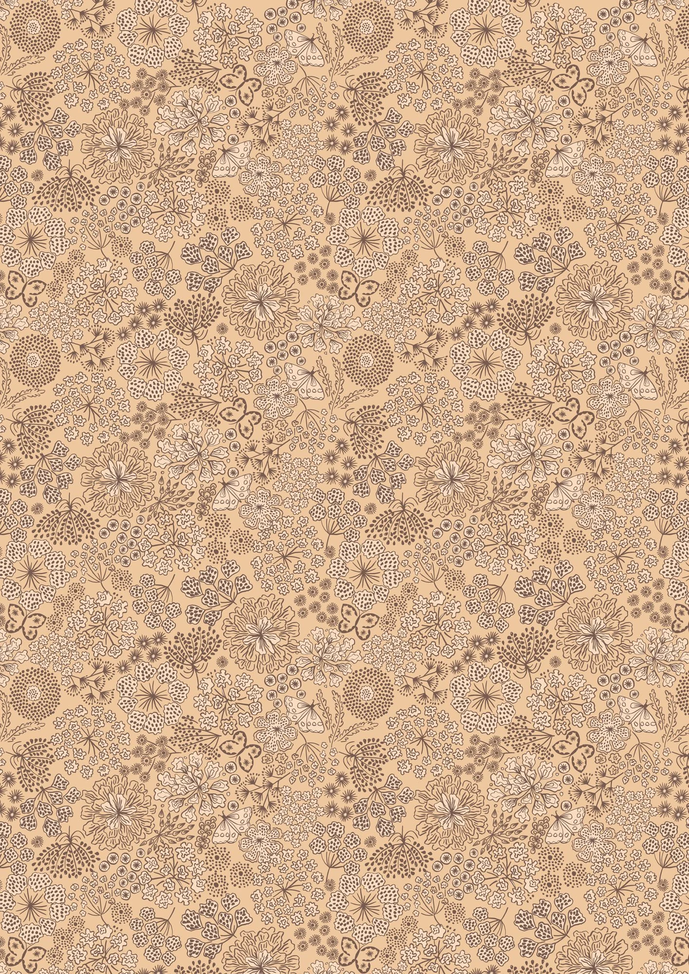 Jardin d'Automne | Autumn Butterfly Floral on Light Caramel