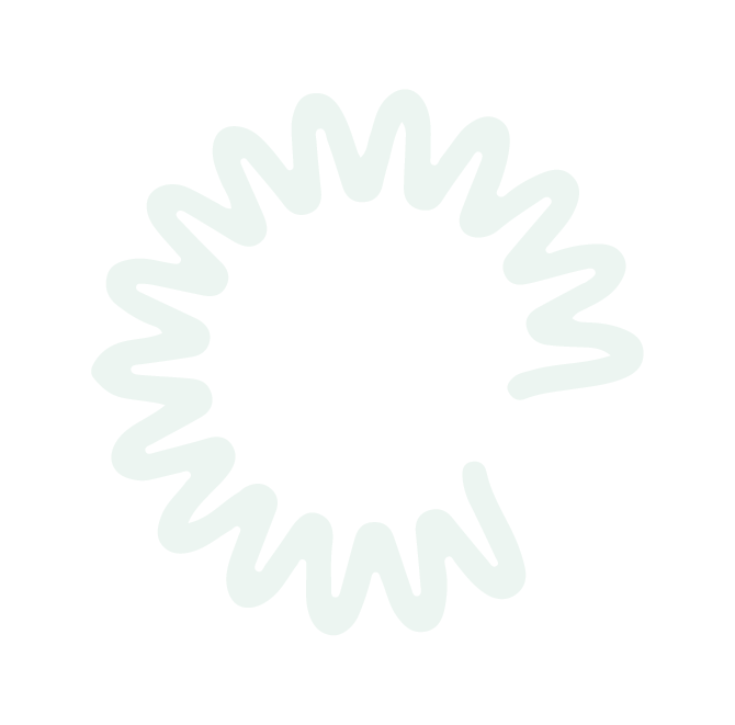A green, irregular circular squiggly line with a white center.