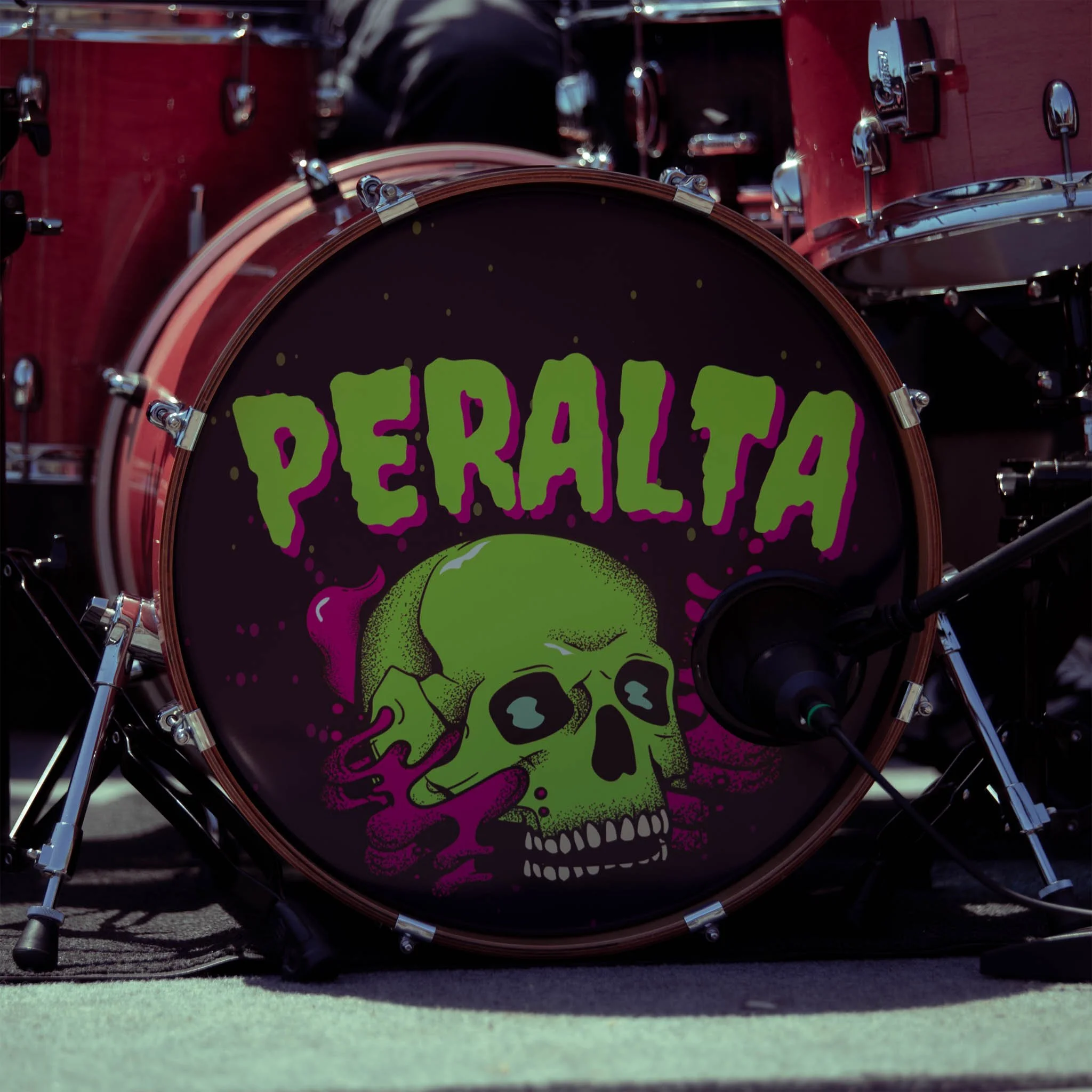 Bass Drum with Peralta band logo on the front