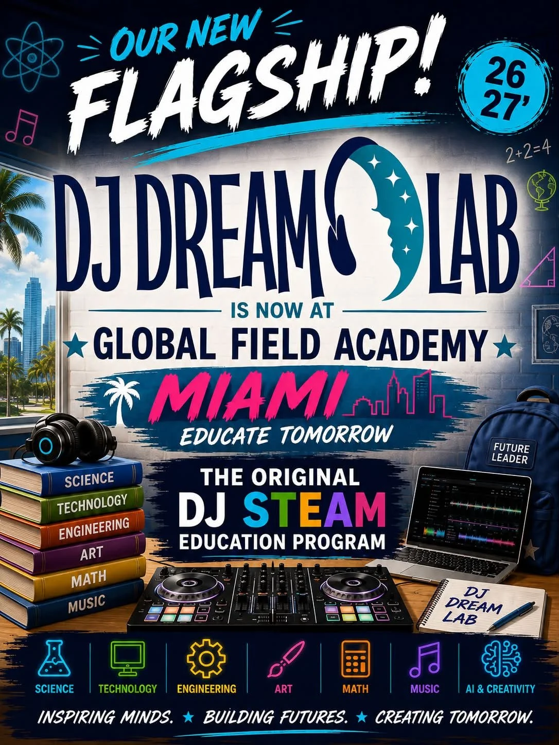 🚨 HUGE ANNOUNCEMENT! 🚨

DJ DREAM LAB&trade; HAS OFFICIALLY ARRIVED AT GLOBAL FIELD ACADEMY &mdash; MIAMI!

We are incredibly excited to announce Global Field Academy as the new flagship school for DJ Dream Lab&trade; for the 2026&ndash;27 school ye
