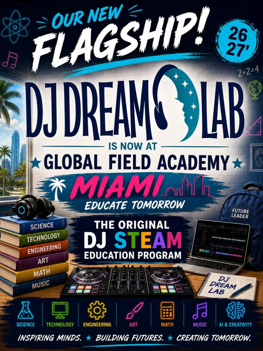 🚨 HUGE ANNOUNCEMENT! 🚨

DJ DREAM LAB&trade; HAS OFFICIALLY ARRIVED AT GLOBAL FIELD ACADEMY &mdash; MIAMI!

We are incredibly excited to announce Global Field Academy as the new flagship school for DJ Dream Lab&trade; for the 2026&ndash;27 school ye