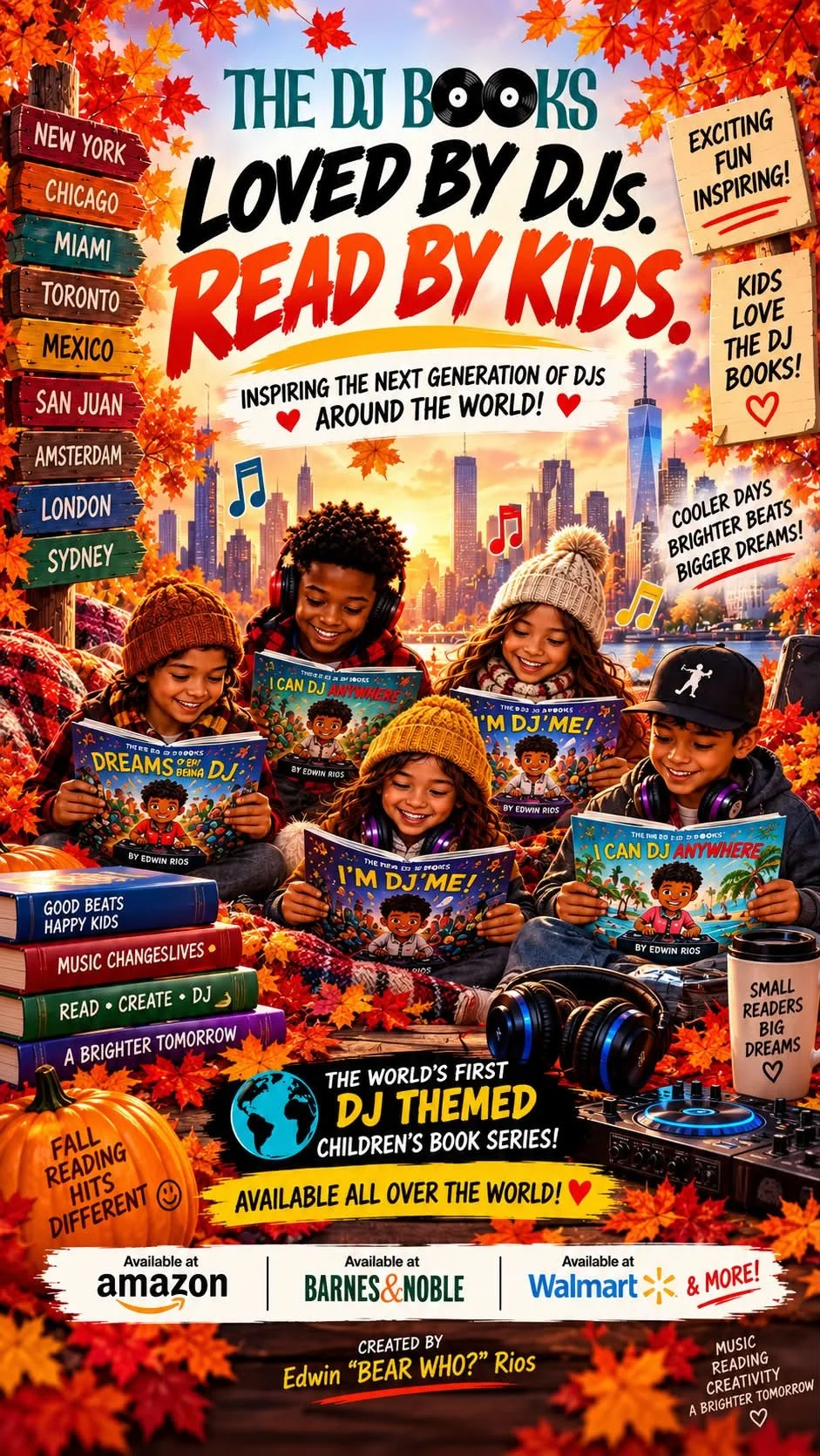 🍂 THE DJ BOOKS &mdash; FALL IS HERE! 🎧📚

LOVED BY DJs. READ BY KIDS.

Cooler days. Colorful leaves. Cozy reading. BIGGER DREAMS.

This fall, turn story time into DJ time with The DJ Books &mdash; a children&rsquo;s book series bringing together re