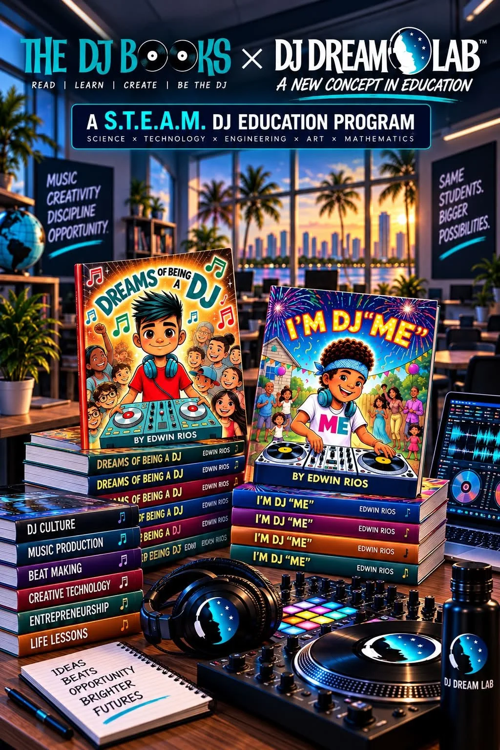 THE DJ BOOKS &rarr; DJ DREAM LAB&trade; 🎧📚

The DJ Books started the ride. Now, DJ Dream Lab&trade; takes it into the classroom.

What began with introducing a new generation to DJ culture through books has grown into something bigger &mdash; a STE