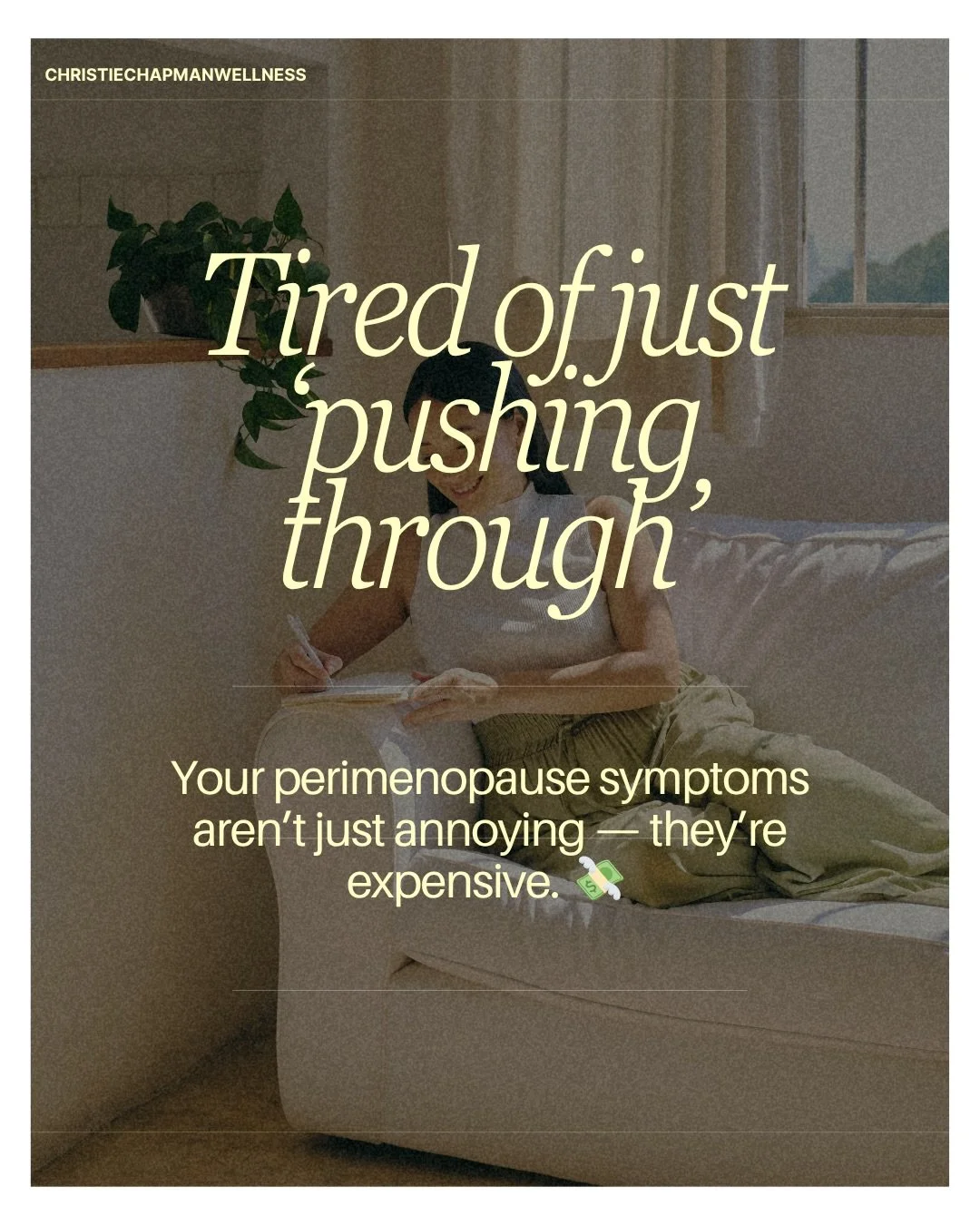First- drop ENERGY. ⬇️

The truth no one tells you?
Perimenopause is already costing you &mdash; and not just in symptoms.
Every month, you&rsquo;re likely spending hundreds trying to feel better:

💊 On random supplements that don&rsquo;t work
🍕 On