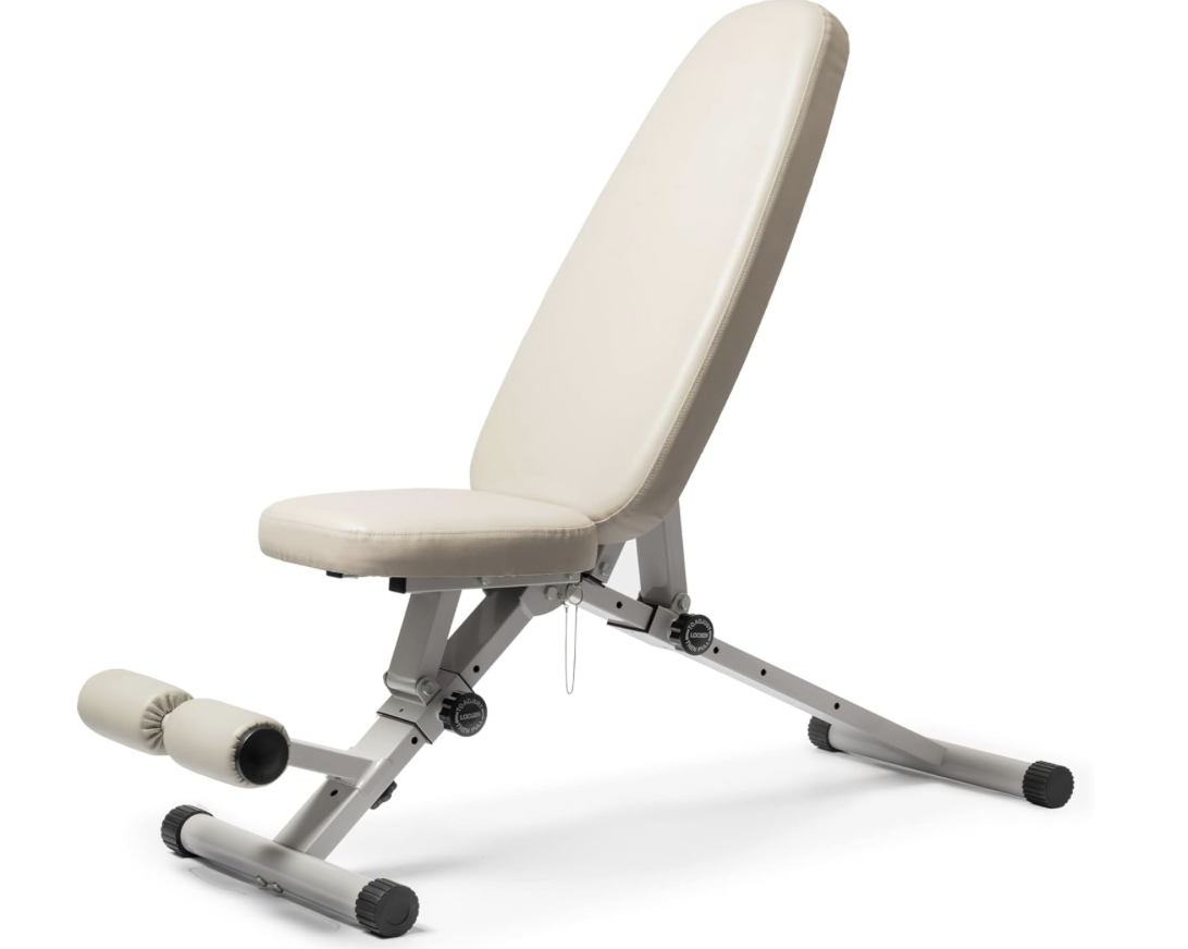 neutral coloured adjustable bench for home gym.
