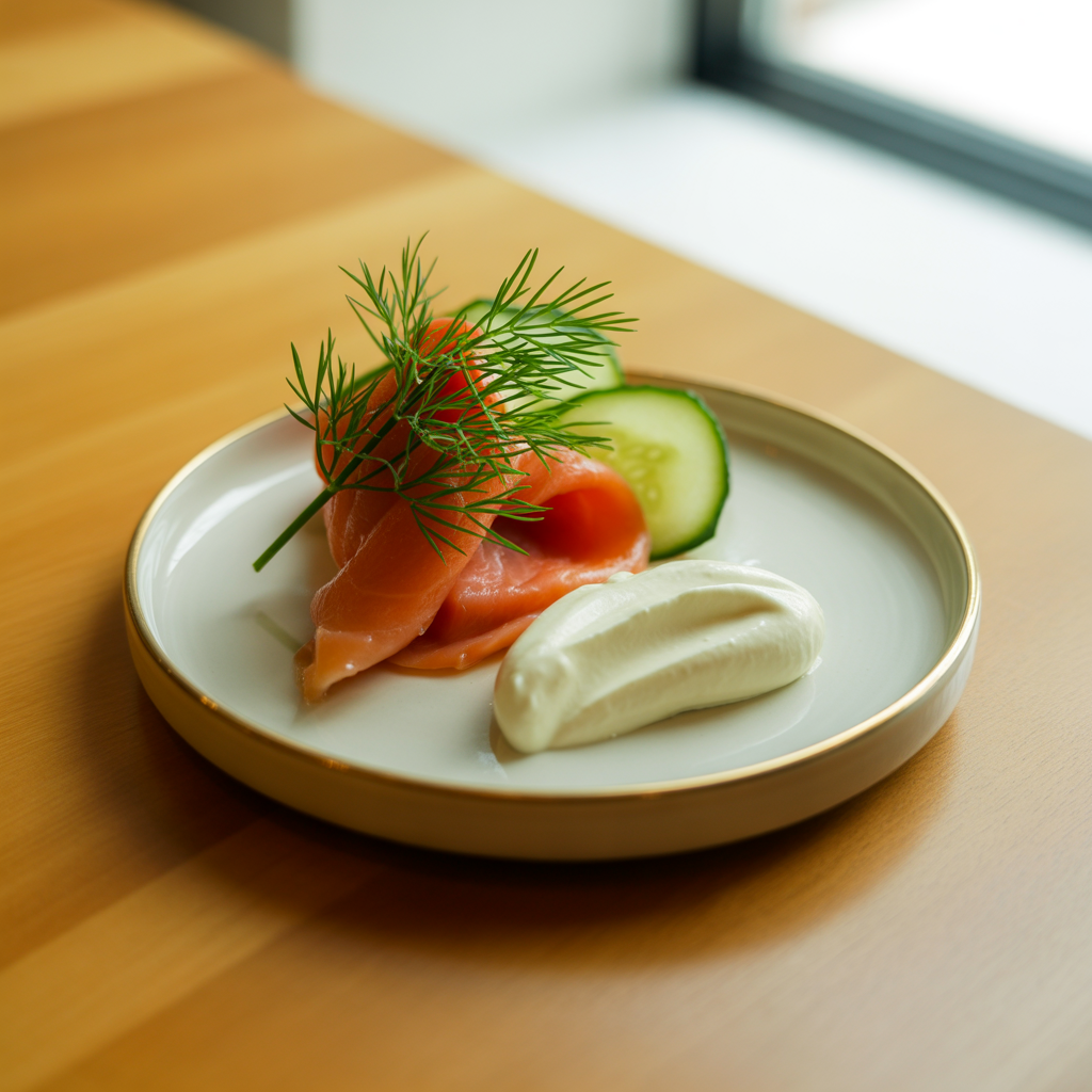 smoked salmon, cucumber slices and cream cheese