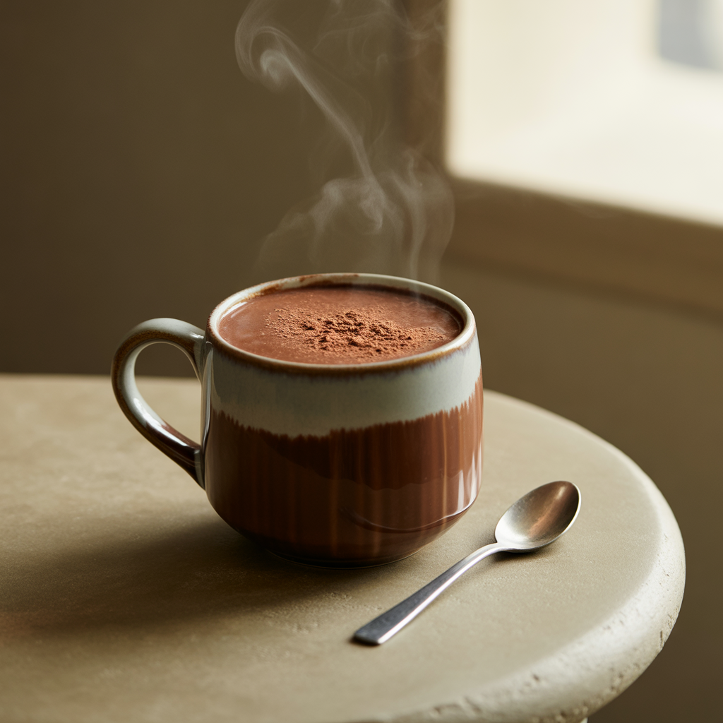 a warm mug of protein hot chocolate