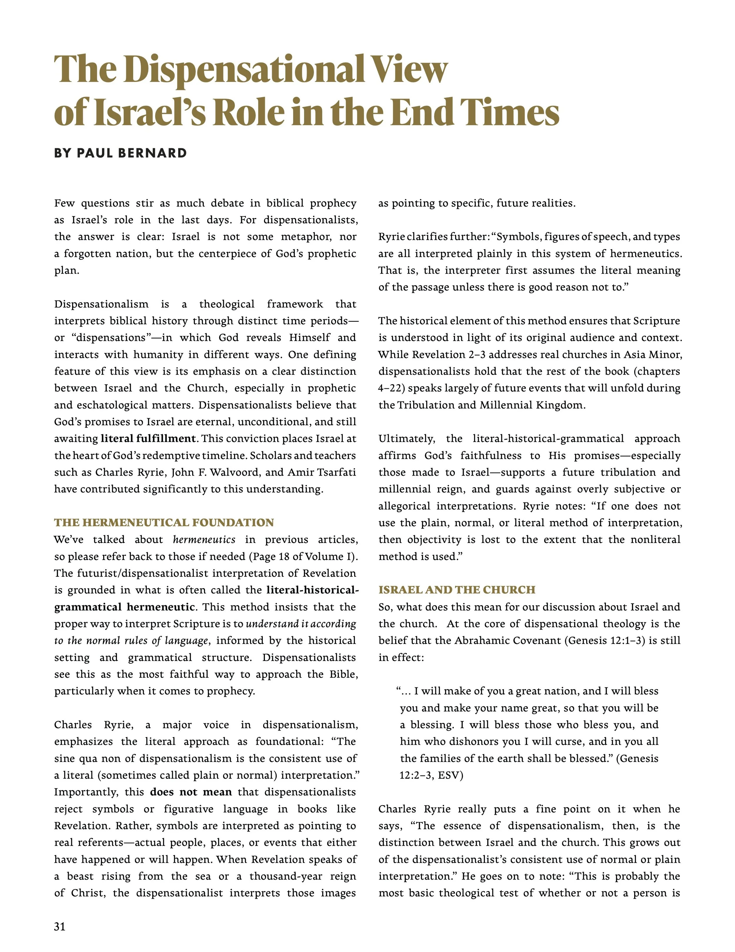 The Dispensational View of Israel’s Role in the End Times