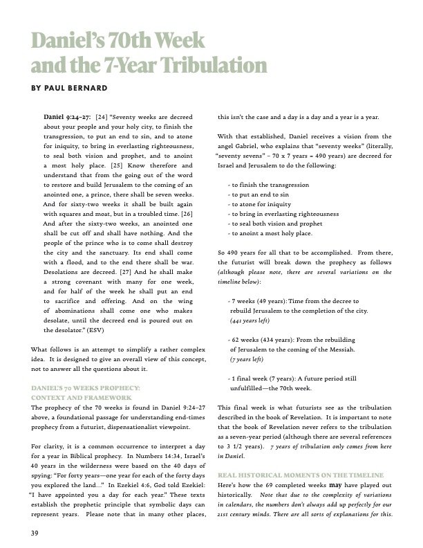 Daniel’s 70th Week and the 7-Year Tribulation