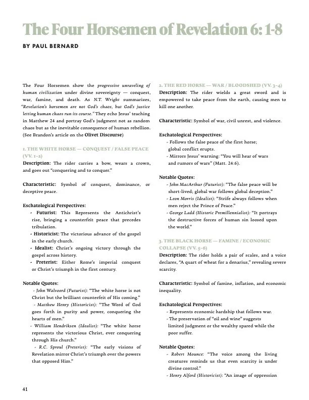 The Four Horsemen of Revelation 6:1–8