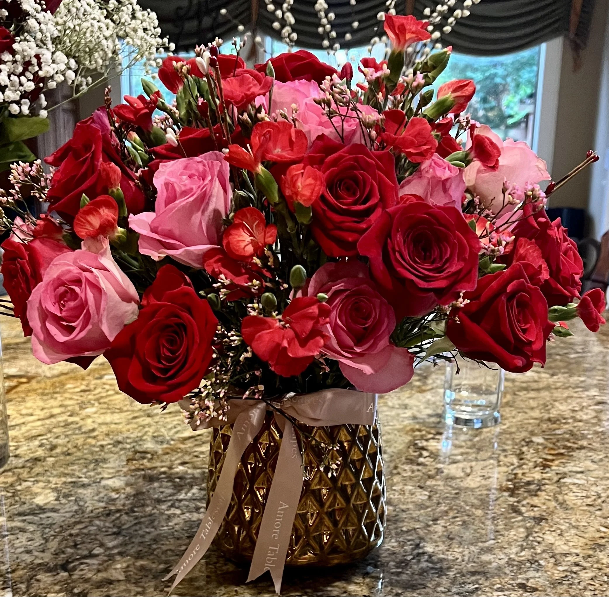 Roses in Gold vase