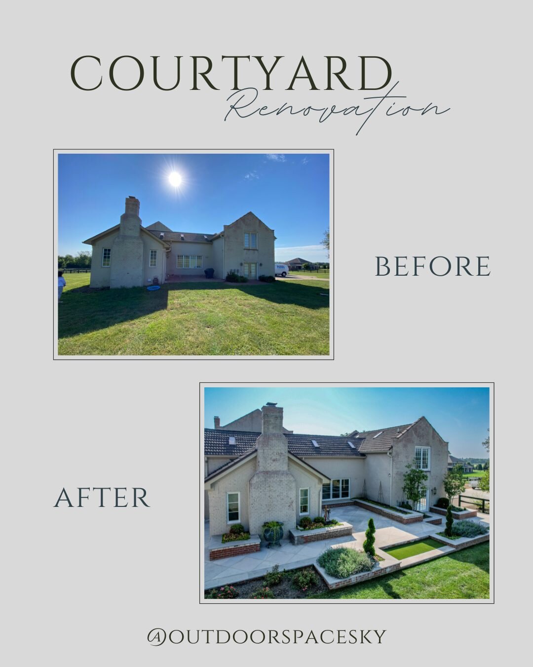 Transformation Tuesday - Check out our other before &amp; after projects on the gallery page @outdoorspacesky.com
#courtyard #patiorenovation #backyardmakeover