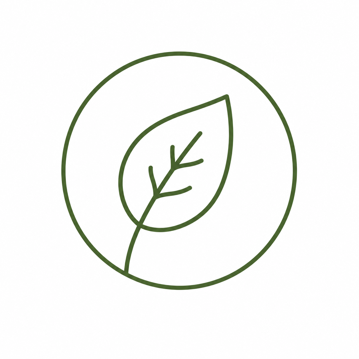 minimal leaf icon representing ecological connection and wellbeing