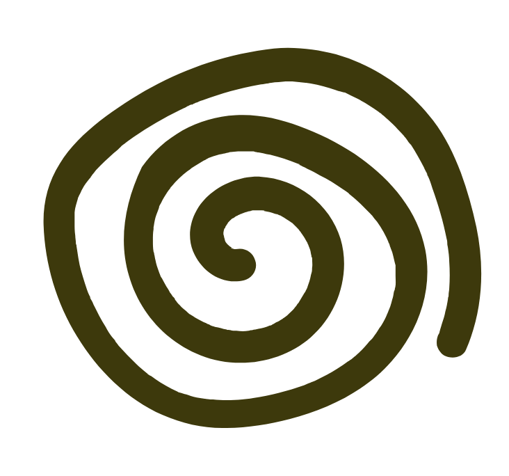 Brown spiral shaped object on black background.