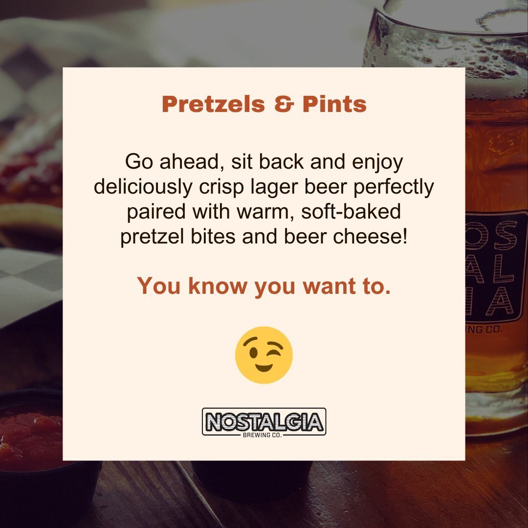 Dive into our 'Light &amp; Refreshing Pairings' with a delightful combo - our 'Lite Brite' Light Lager paired with homemade Pretzel Bites and rich beer cheese. It's the perfect blend to uplift your Saturday! Let's make your weekend memorable! 🍺🥨 #I