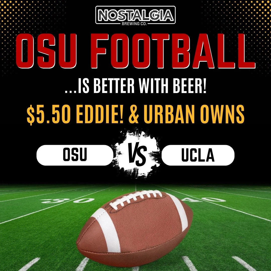🏈 Buckeye Football + Cold Beer = Perfect Saturday Night

Join us at Nostalgia Brewing this Saturday as Ohio State takes on UCLA under the lights! Whether you&rsquo;re rocking scarlet and gray or just here for the beer, we&rsquo;ve got your game nigh