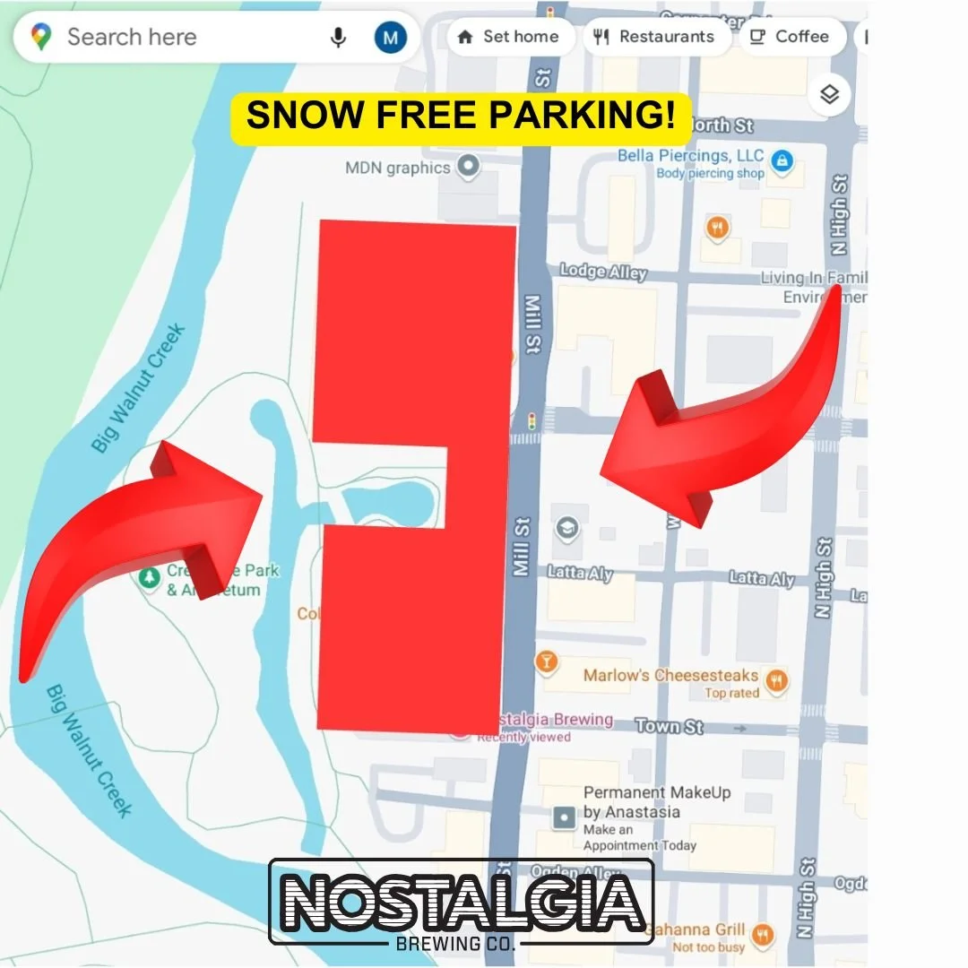 🚗❄️ Don&rsquo;t let the snow piles keep you away! Gahanna is still thawing out from the recent weather, but you can skip the mess with SNOW-FREE PARKING right near Nostalgia Brewing!

💡Use the underground garage (highlighted in red!) for clear, dry