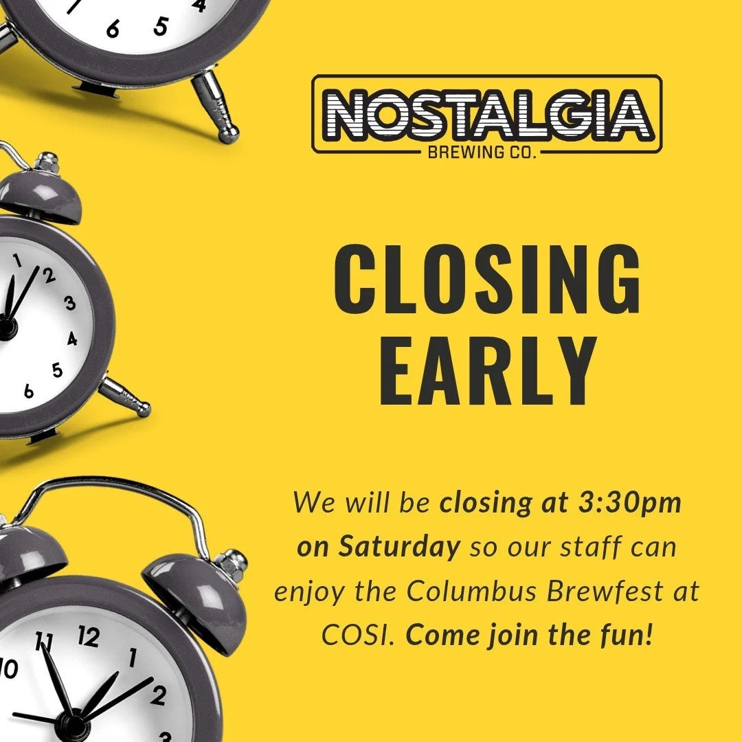 Heads up, friends!

⏰ We&rsquo;ll be closing early at 3:30 PM this Saturday so our team can enjoy the Columbus Brewfest at COSI.

Stop in earlier in the day to say hello, then come join the fun downtown with the amazing Columbus craft beer community.