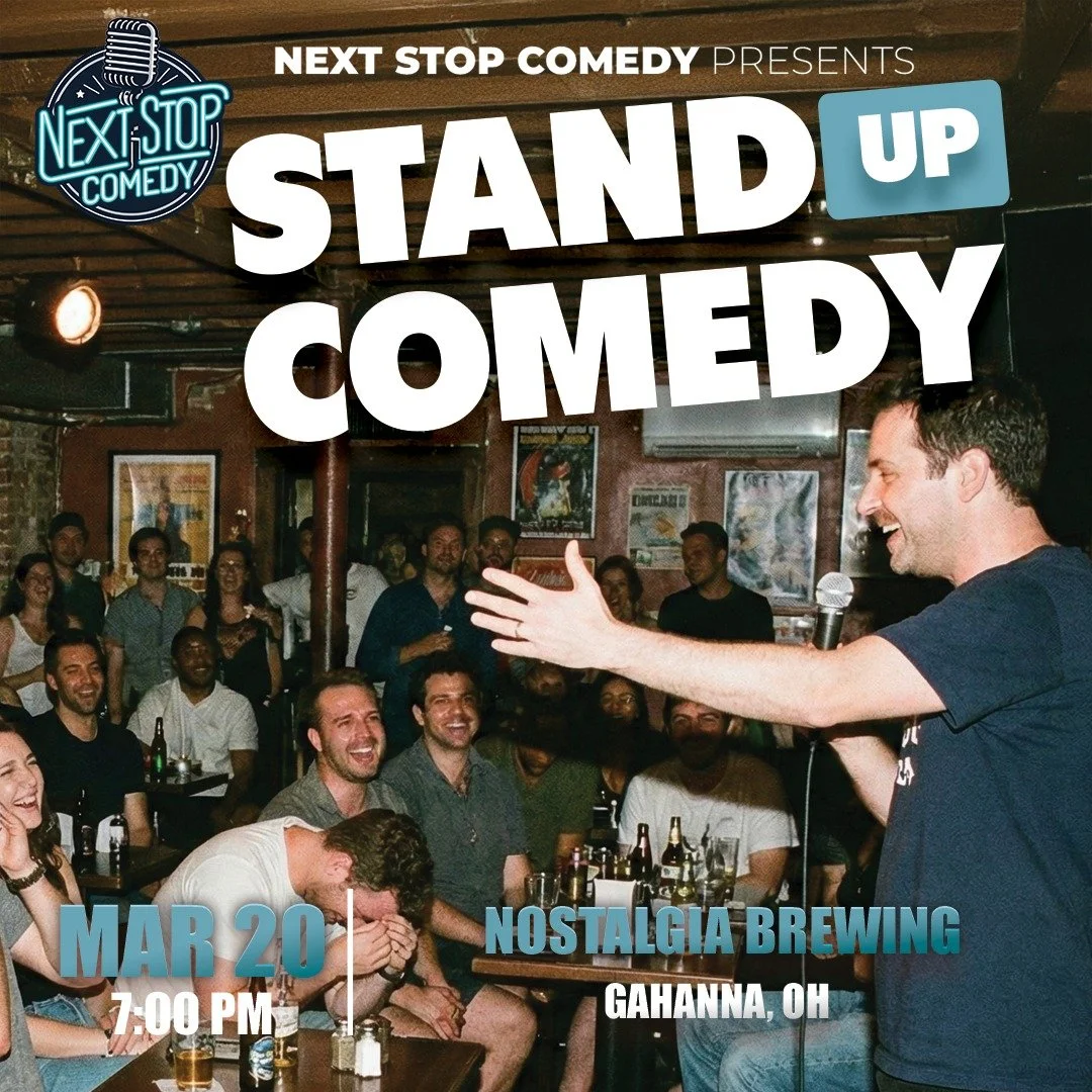 March 20 is bringing the laughs to Nostalgia Brewing. 🎤

Next Stop Comedy is back on Friday, March 20, 2026 at 7:00 PM for a high-energy stand-up night at our Gahanna taproom. The lineup is stacked:

Mike Shea @mrmikeshea 
Nate Washington @badlandse