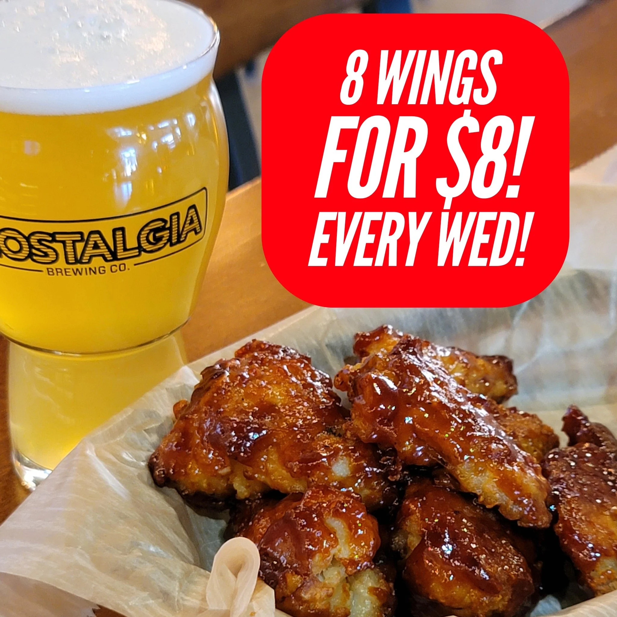 Wild Wing Wednesdays are calling 🍗🍺
Get 8 crispy oven baked wings for just $8, then pair them with Happy Hour from 4&ndash;6 PM featuring $5.50 Nostalgia drafts. This week, grab your wings and raise a glass with Eddie! Eddie!, Urban Owns TTUN, Seiz