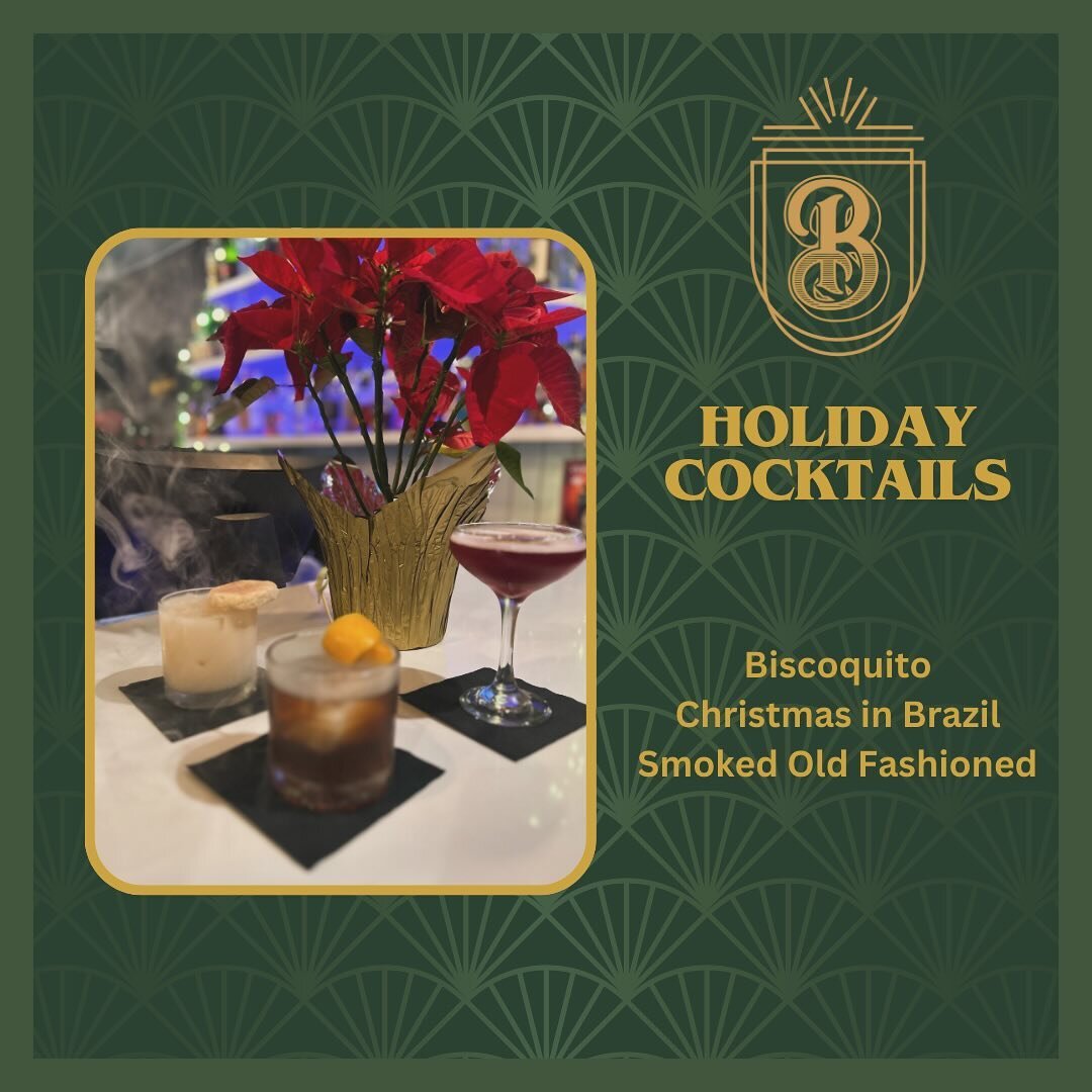 Join us tonight for our new holiday cocktails!! Try the Biscoquito, served with a cookie! It&rsquo;s a little sweet and a little strong. Just what you need going into the holiday weekend. Looking for something refreshing to keep you on your toes? Try