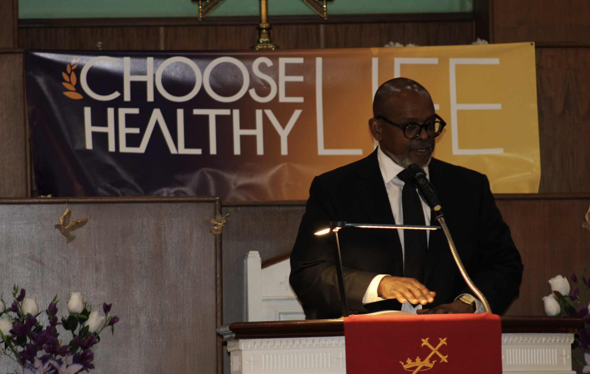  Host Pastor  Rev. Patrick H. Young  (First Baptist Church of East Elmhurst) addresses the audience 