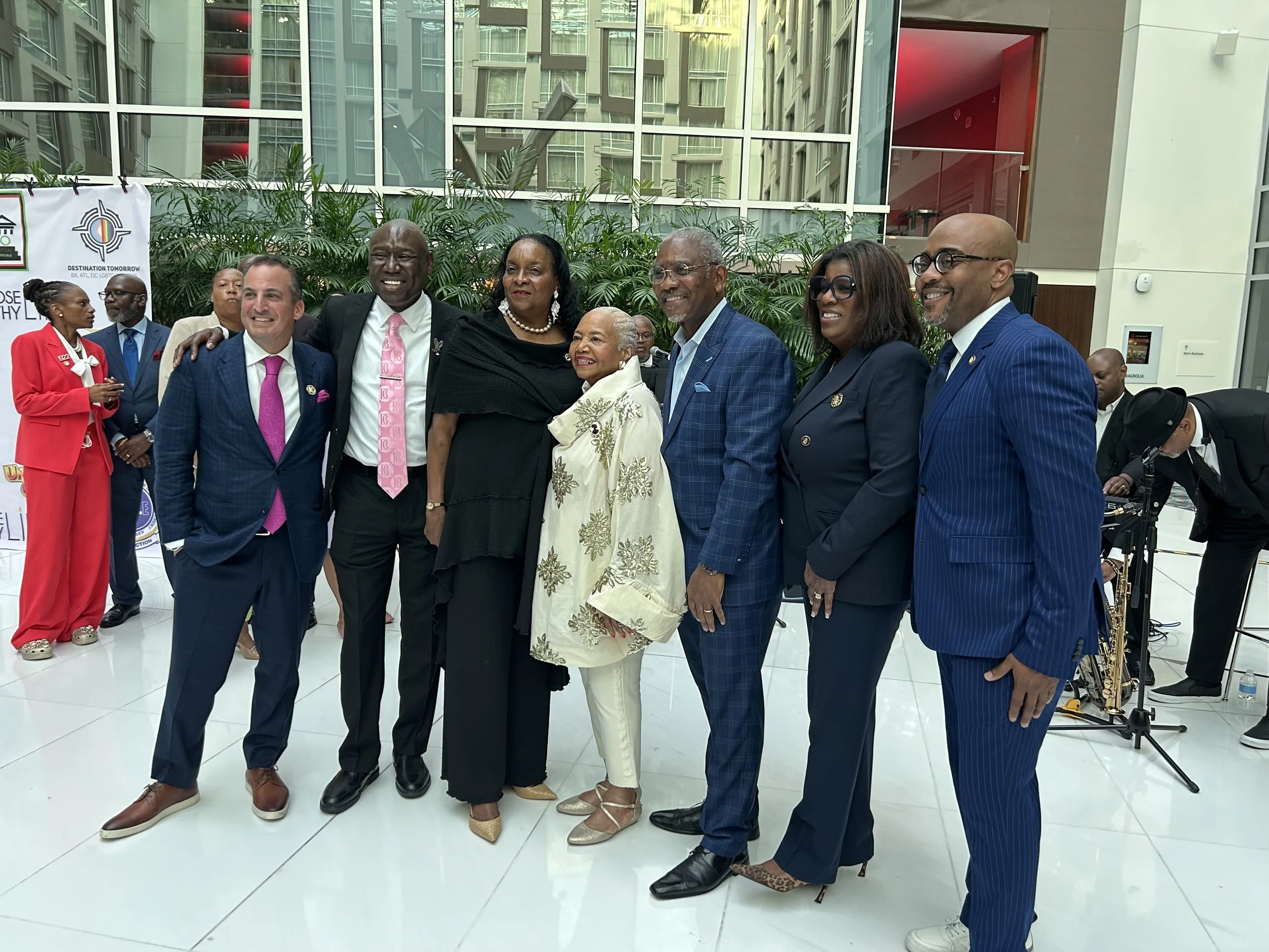 CHL Founder Debra Fraser-Howze at the African American Clergy and Elected Officials (AACEO) Reception sponsored by Choose Healthy Life, Attorney Ben Crump pictured (second from left)