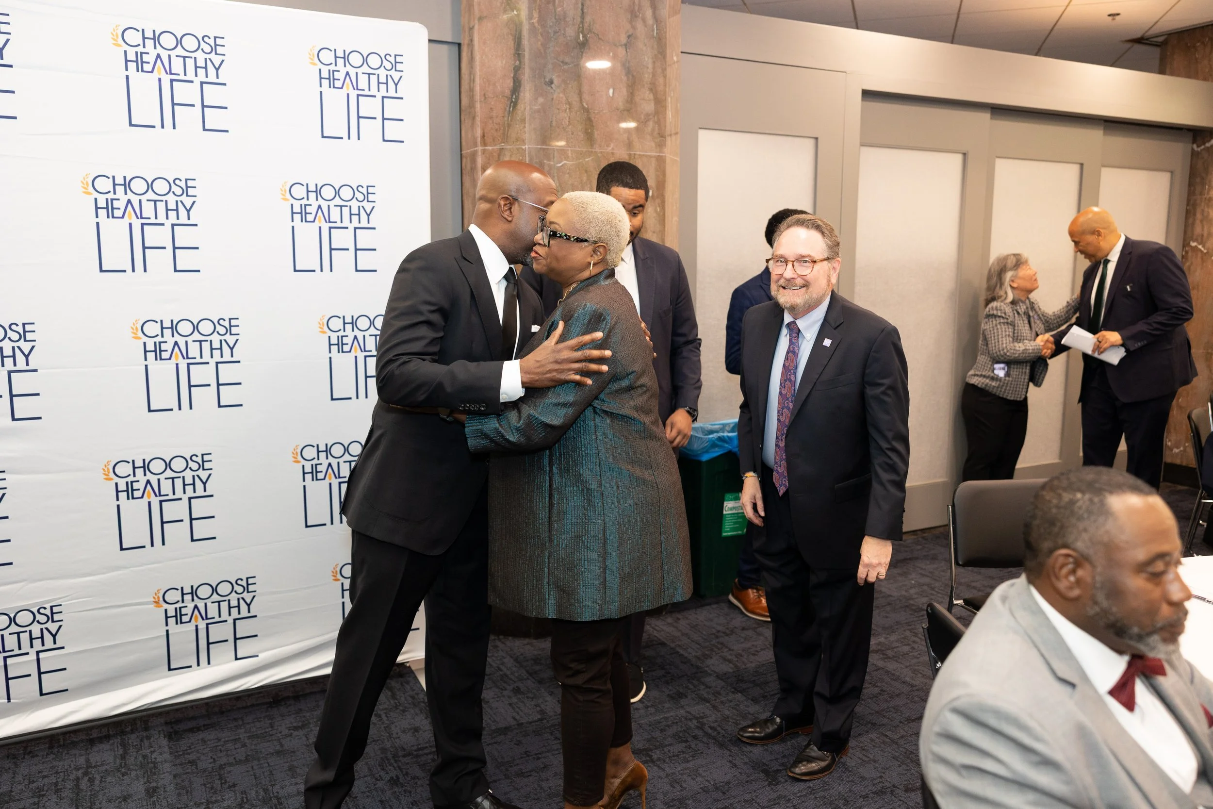 Sen. Raphael Warnock (GA) with CHL Clergy Council Co-Chair Bishop Leah Daughtry, and CHL Chief Operating Officer Ron Ticho