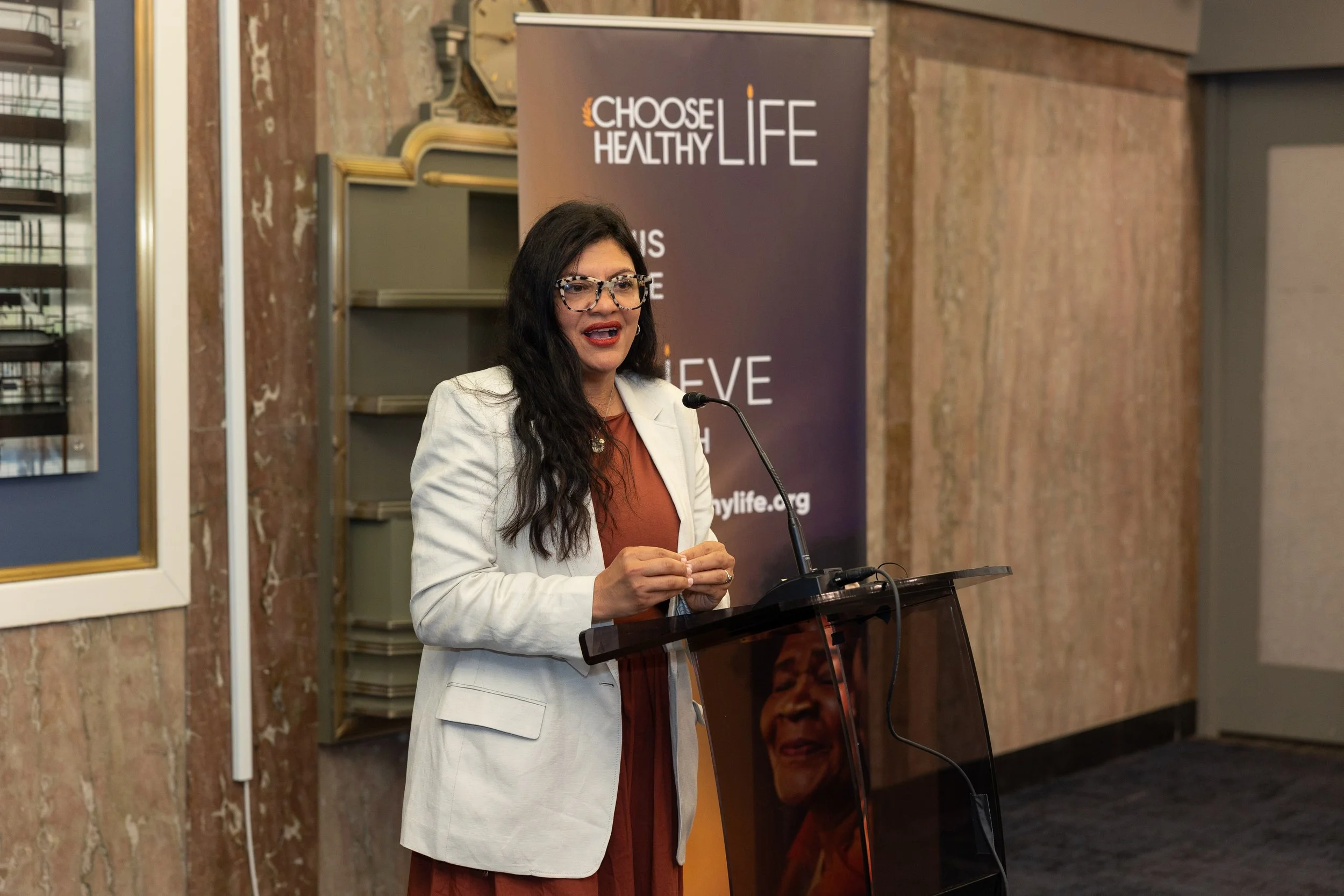 Rep. Rashida Tlaib (MI) delivers opening remarks