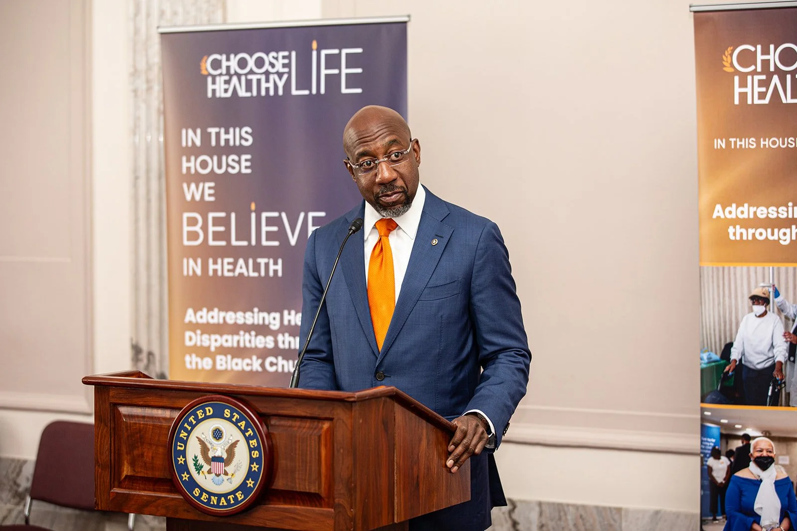 Senator and CHL Clergy Council Member Sen. Raphael Warnock (GA) addresses the audience